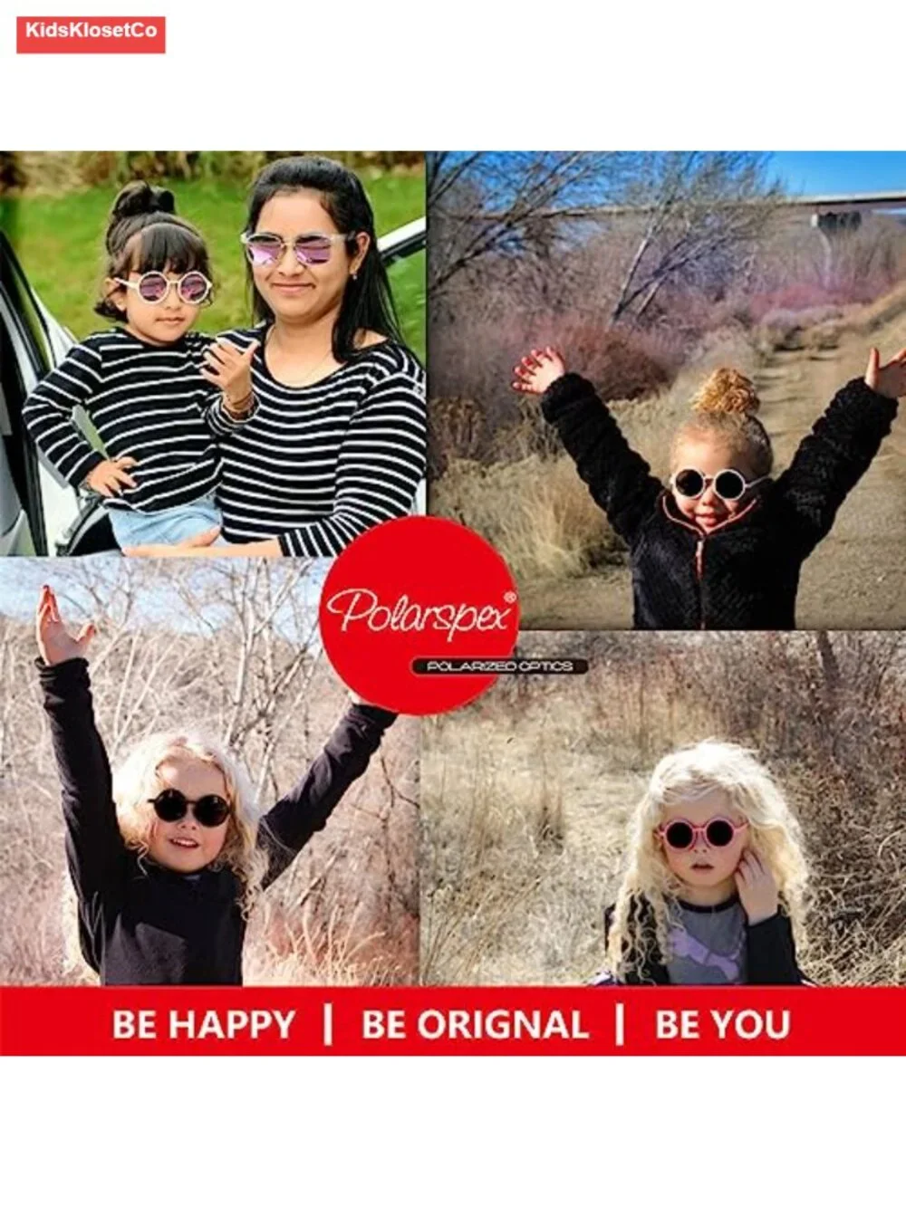 Retro Circle Kids Polarized Sunglasses - BPA Free with Elastic Strap